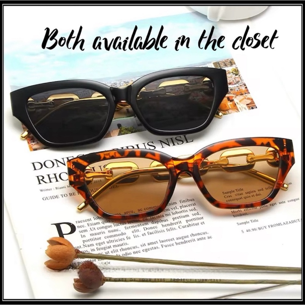 Clearance! New Tortoise Shell Sunglasses Statement with Gold Link Accents - Picture 5 of 6